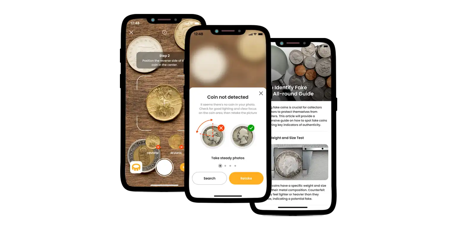 A screen from the Coin ID Scanner app.