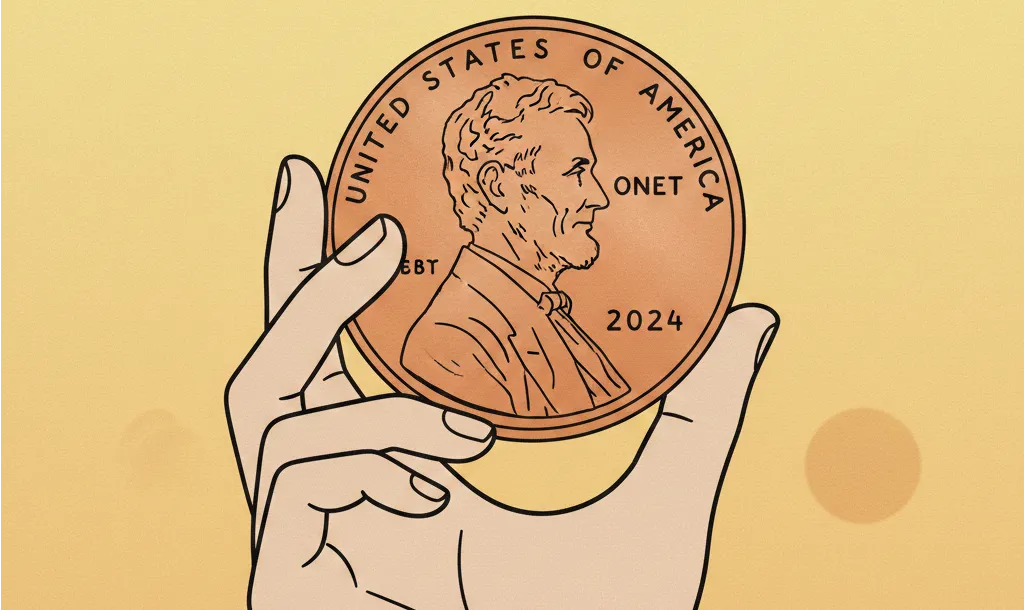 Lincoln cent in a hand